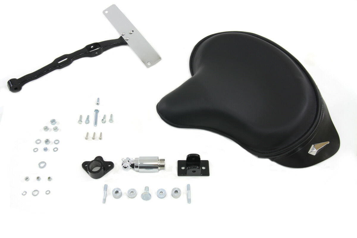 Black Leather Police Solo Seat Kit For Harley-Davidson Softail 1984-1999