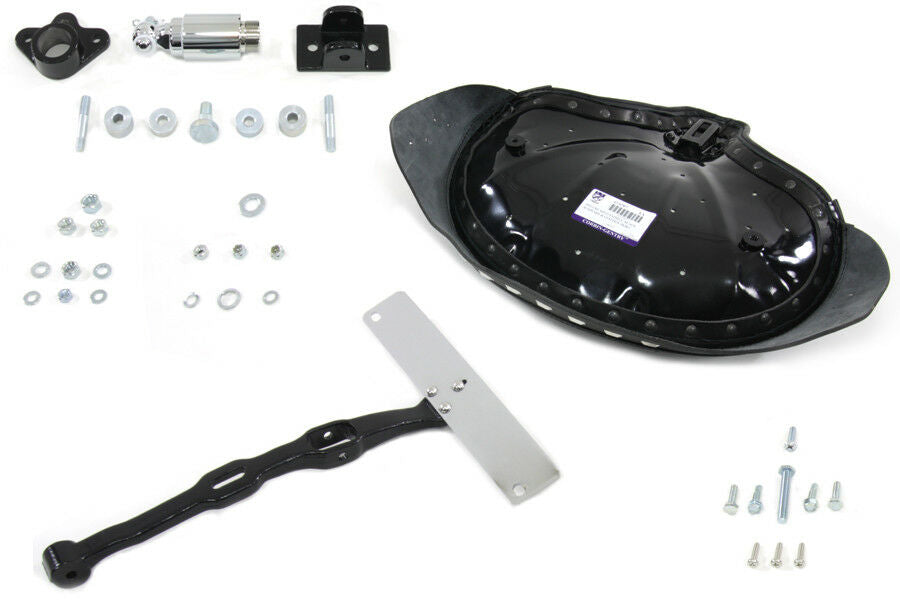 Zwart lederen Police Solo Seat Kit voor Harley-Davidson Softail 1984-1999