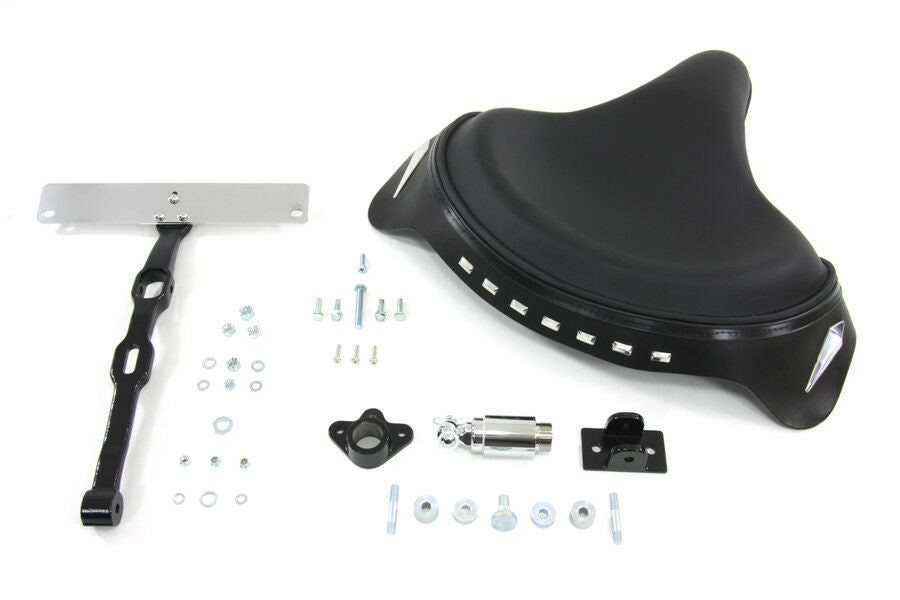 Black Leather Police Solo Seat Kit For Harley-Davidson Softail 1984-1999