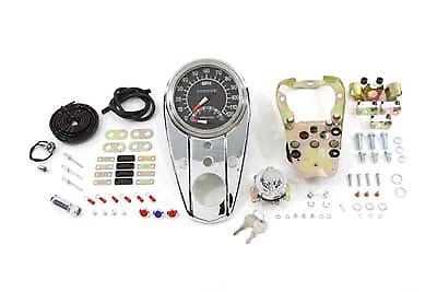 Chrome Three Light Dash Panel Kit with 2:1 Ratio Speedometer For Harley-Davidson