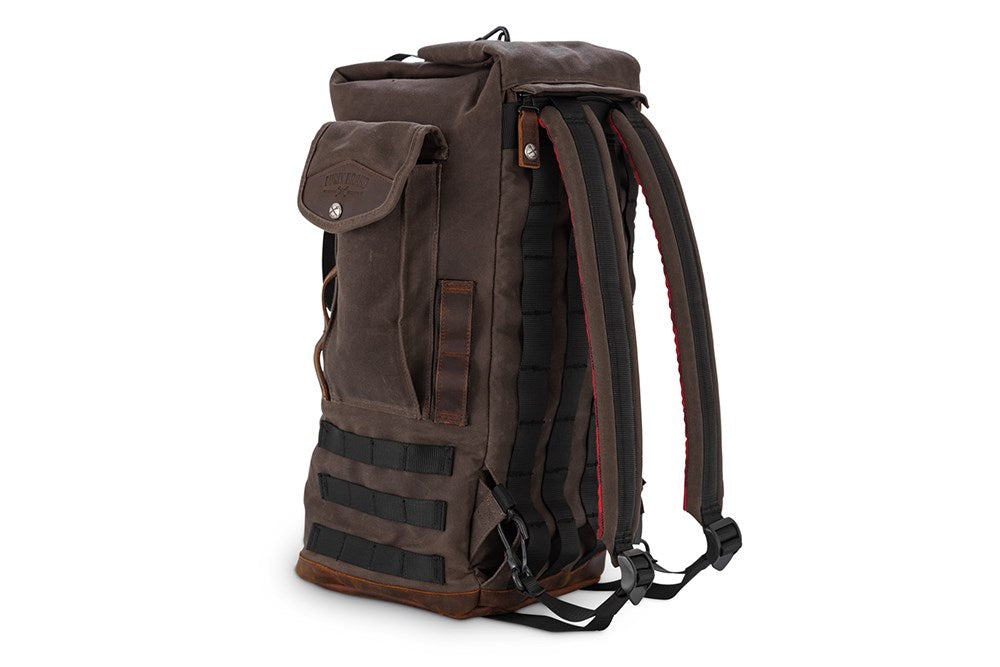 Mochila Respaldo Burly Brand Sissybar Bag Backpack Dark Oak Waxed Cotton