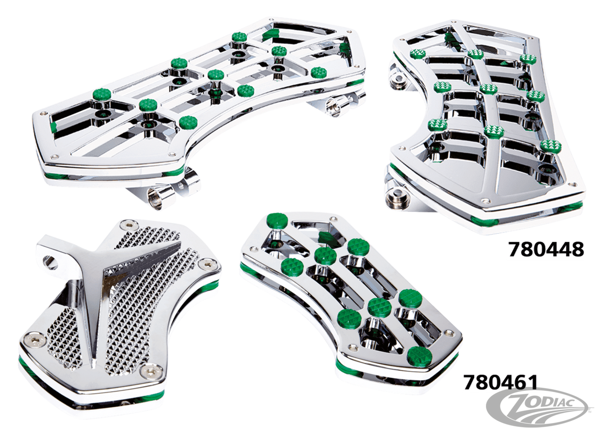 DIAMOND FR FLRBRD CHR W/ GEMS GREEN For Harley-Davidson