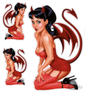 VINTAGE DEVIL PIN UP 6X8IN DECAL For Harley-Davidson