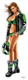 Helmet babe green decal 2.8"x8" For Harley-Davidson