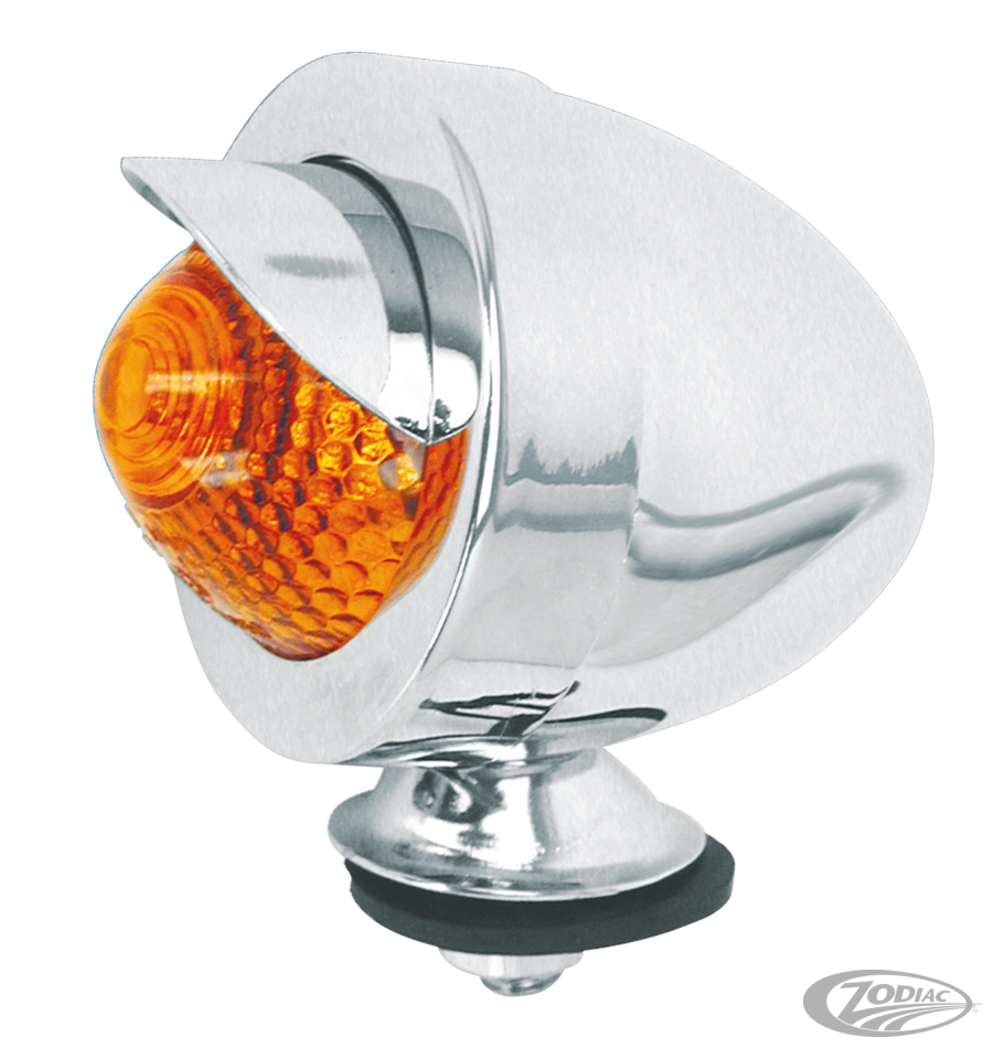 Amber Bullet Light w/Visor, EU approved For Harley-Davidson