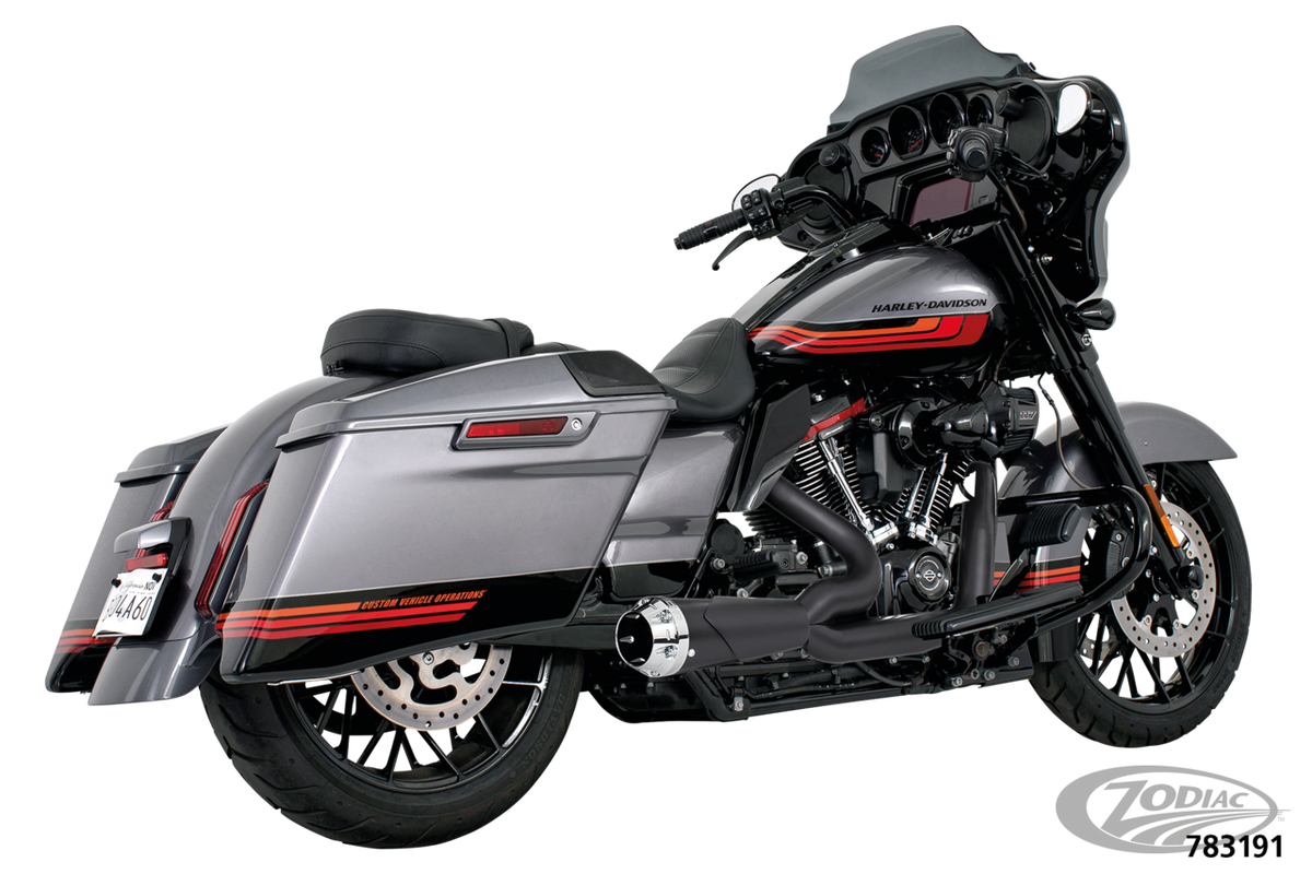 US OUTLAW LOW 2-1 BLK/CH FLH/T17-UP For Harley-Davidson