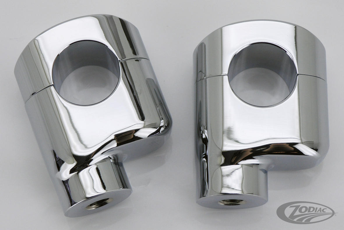 GZP Chr offset risers 2.25" high 1" hand For Harley-Davidson