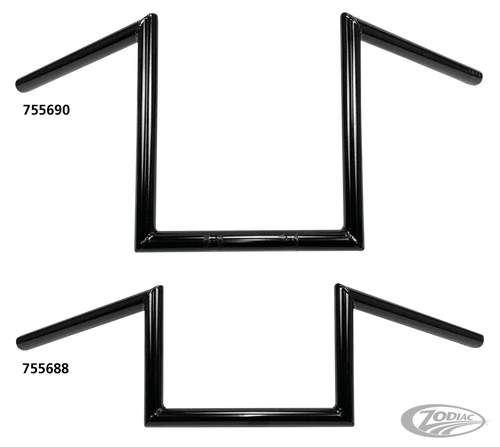 1" Handlebars Square 12" BLK For Harley-Davidson