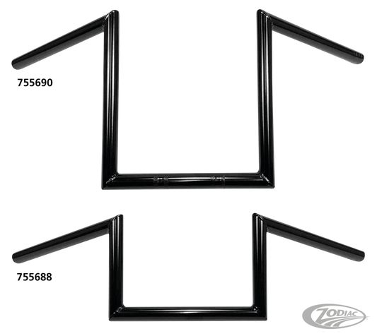 1" Handlebars Square 12" BLK For Harley-Davidson