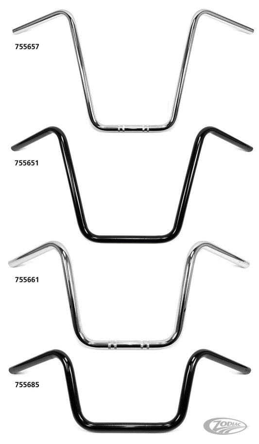 1" Handlebars Ape Hanger 24" BLK For Harley-Davidson