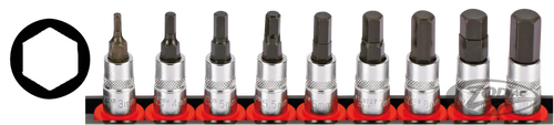 1/4" Socketbitset Hex metric 9Pc on rail For Harley-Davidson