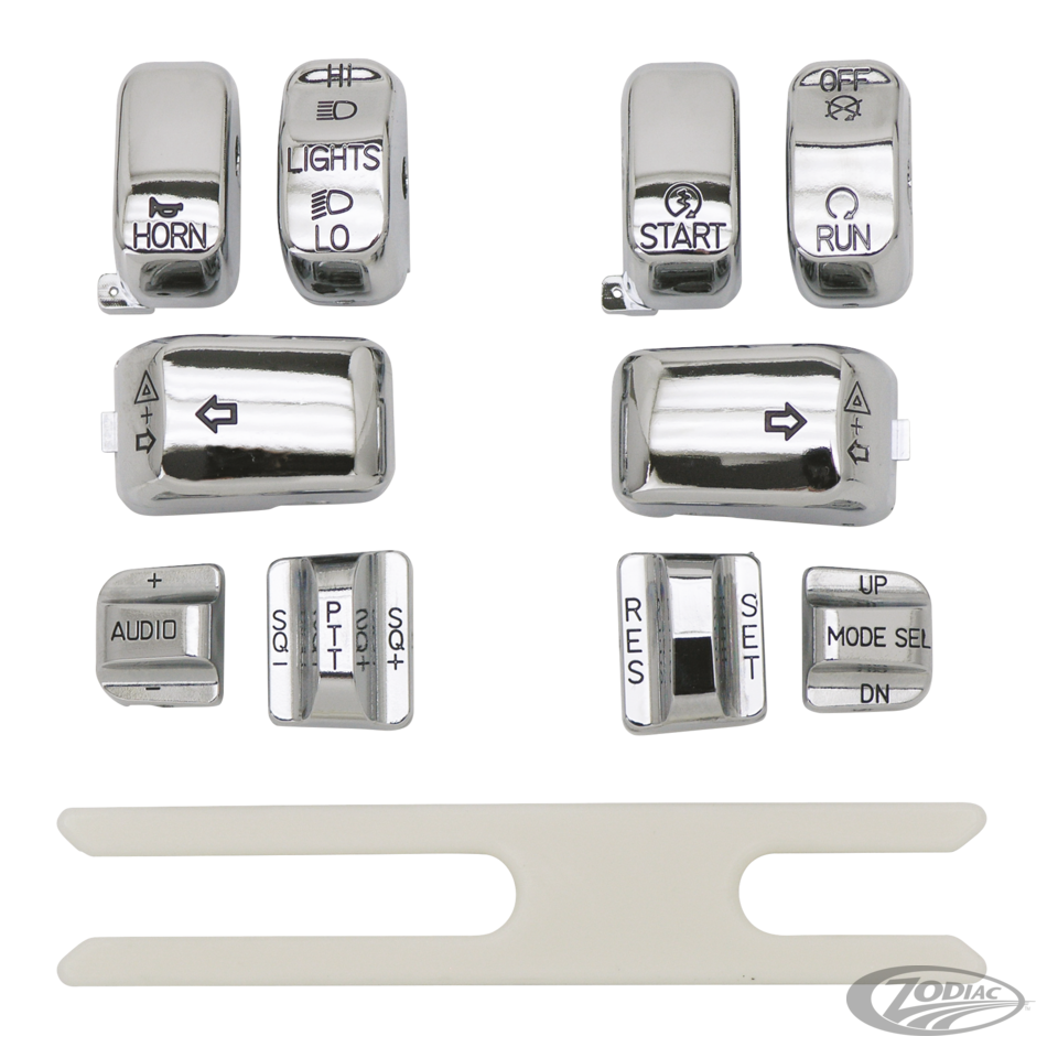 GZP Chr swtchcapkit XL/FXD/F*ST/FLHR96up For Harley-Davidson