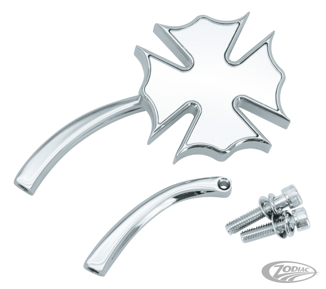 GZP Chrome Royal mirror w/curved stem For Harley-Davidson
