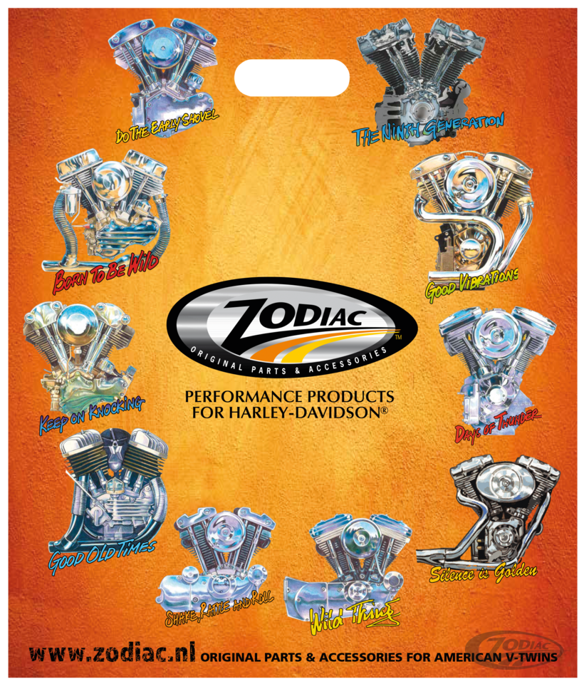 25pck Zodiac plastic shopping bags For Harley-Davidson