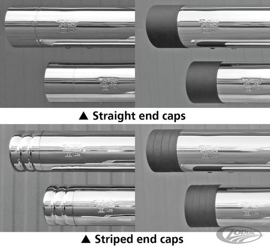 Striped ENDCAPS FOR 100mm MUFFLER blk For Harley-Davidson