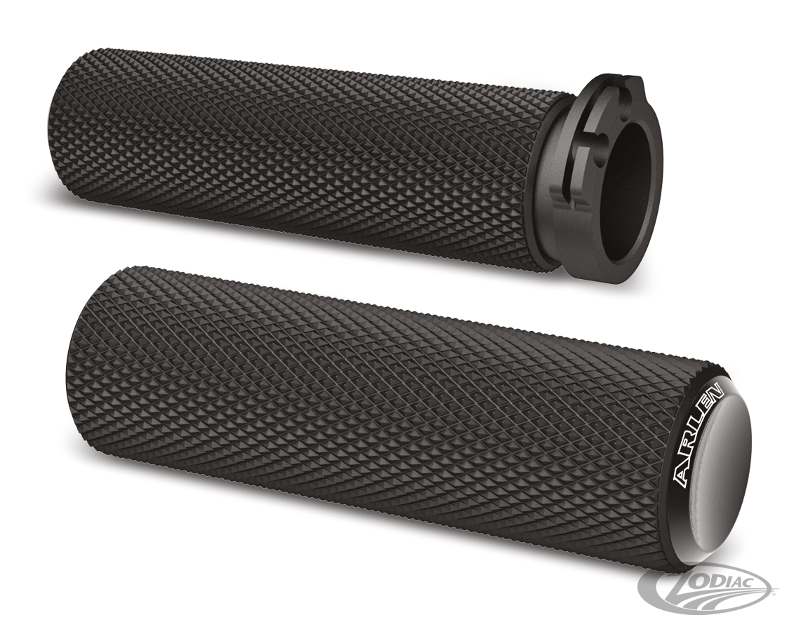 KNURLED RUBBER GRIPS, CBL , BLK For Harley-Davidson