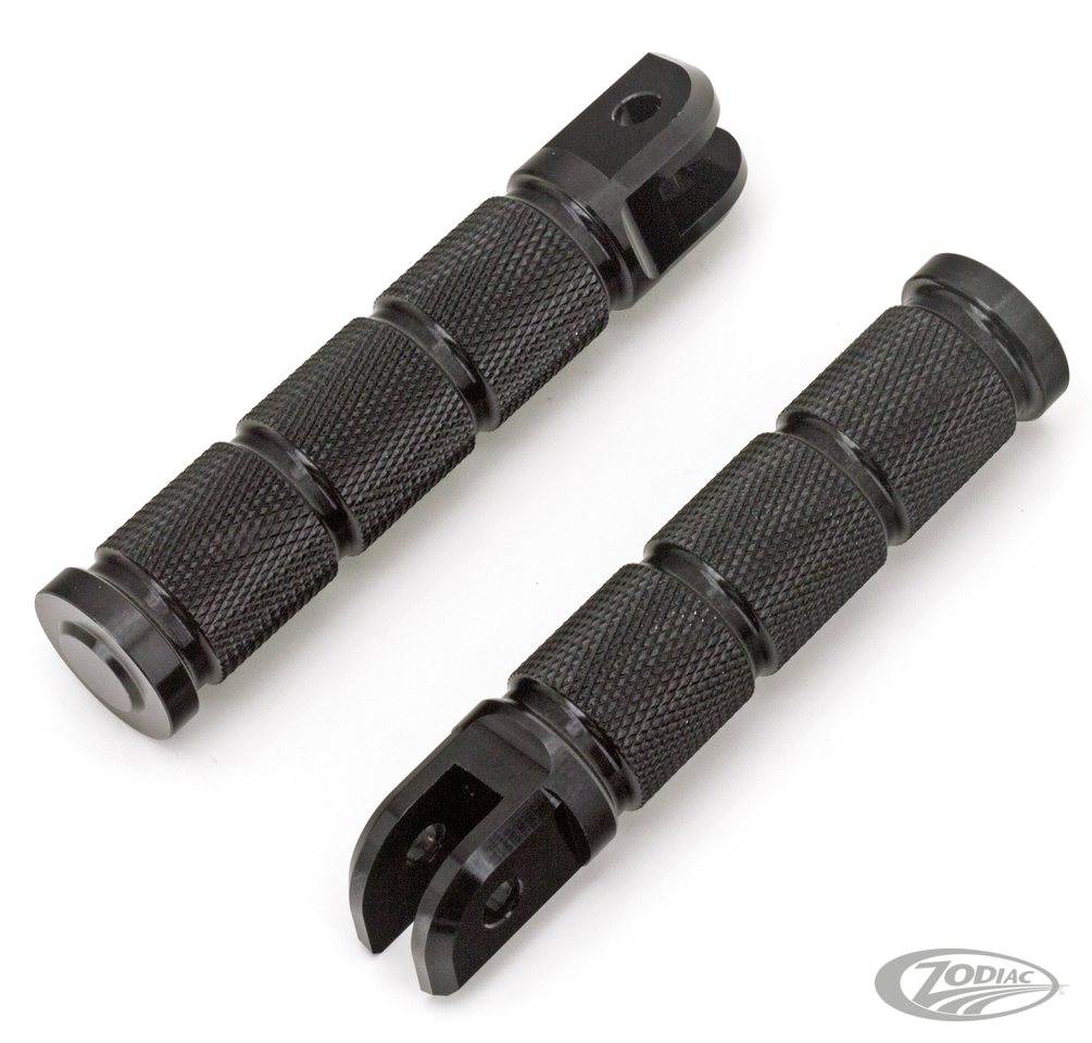 GZP Blk knurled rider footpegs ST18-up For Harley-Davidson