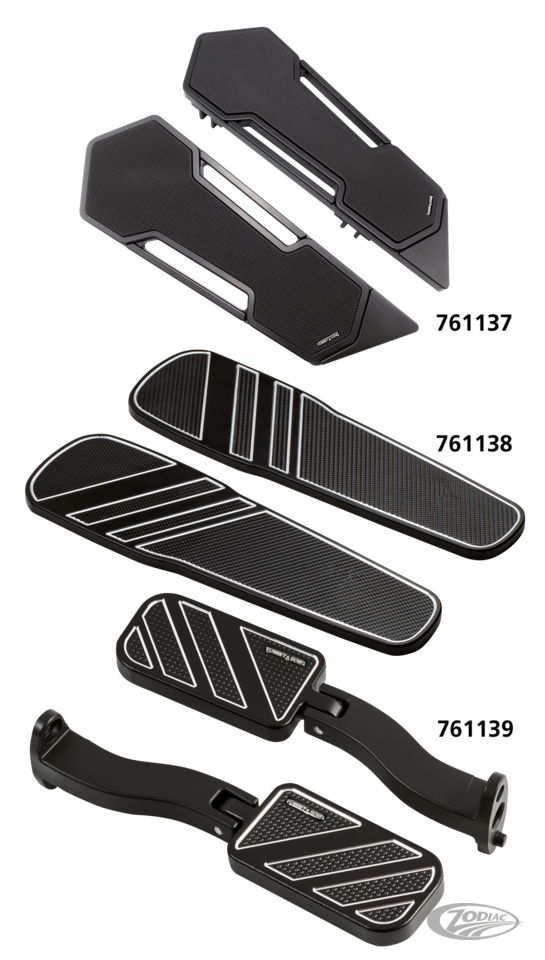 Driver floorboards Hexa Black w/anodised For Harley-Davidson