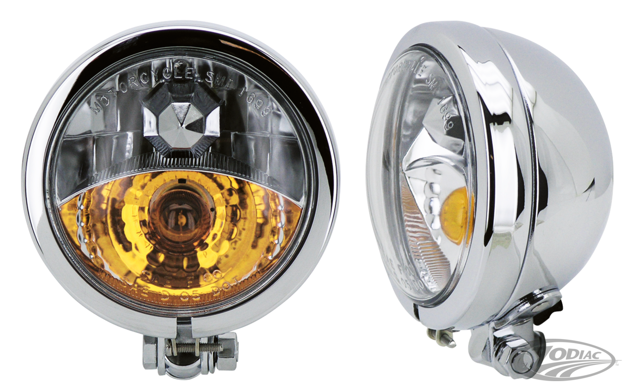 GZP Chrome 4.5" Spotlight w/foglight 12V For Harley-Davidson