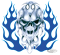 BIO SKULL BLUE FLAME 11,5"X11,75" For Harley-Davidson