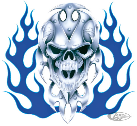 BIO SKULL BLUE FLAME 11,5"X11,75" For Harley-Davidson