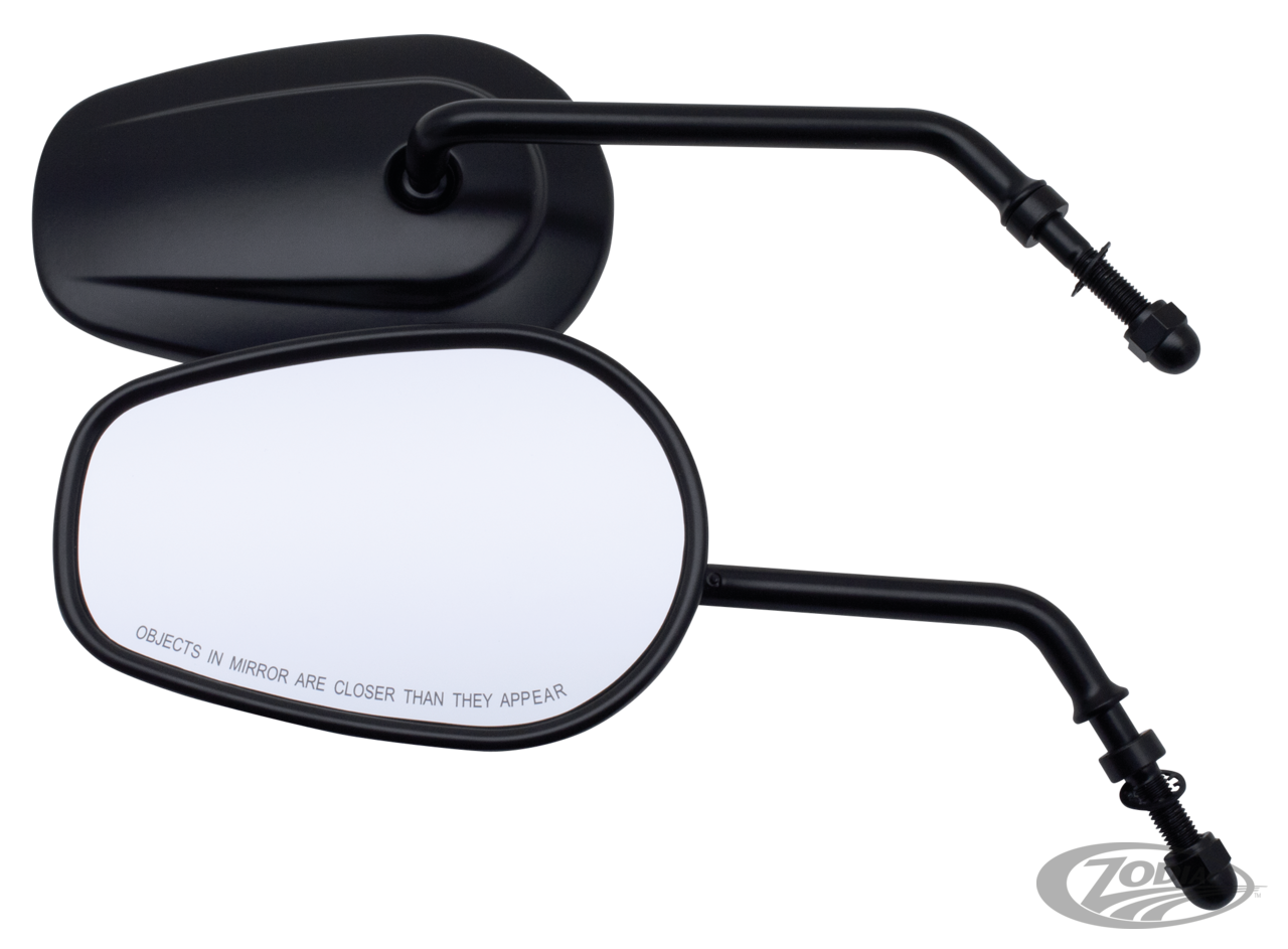 GZP Black tapered mirrors, 4" stem For Harley-Davidson