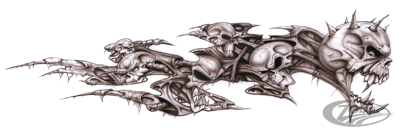 Skull decay left decal 2 7/8"x8 3/8" For Harley-Davidson