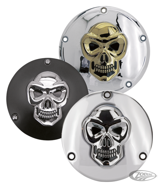 GZP Skull derby cover chr/gold alu 5-hol For Harley-Davidson