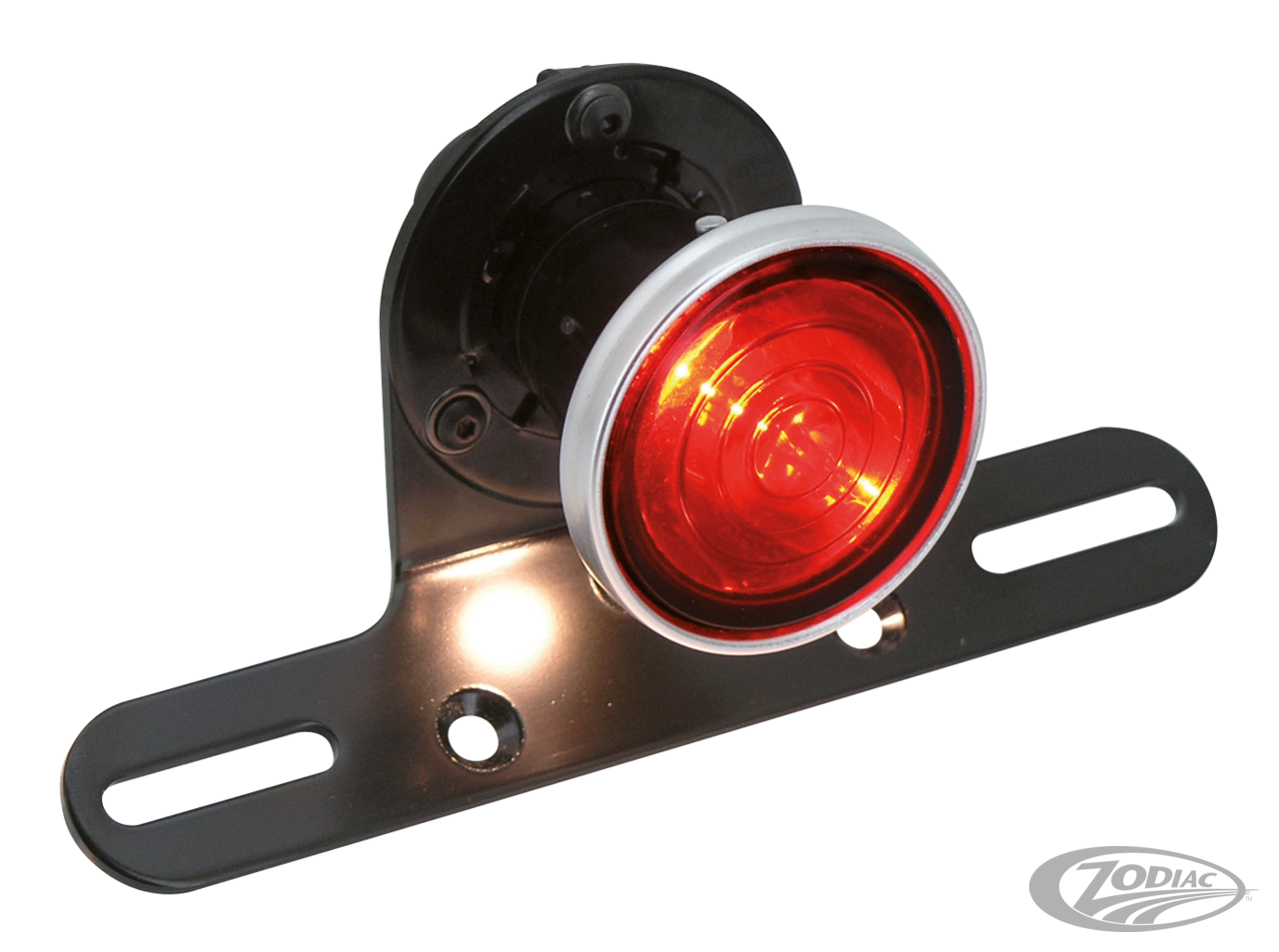 GZP Classic 2" black round taillight w/l For Harley-Davidson