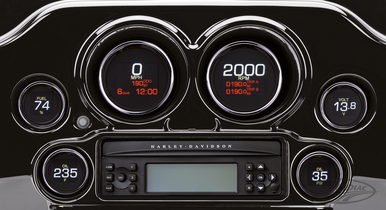 HLY BGR 6 GAUGE MLX 96-03 Black Bezels For Harley-Davidson