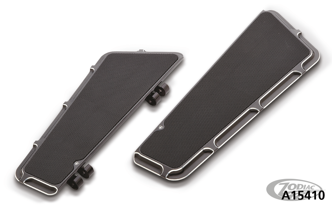 LOUVERED DRIVER FLOORBOARDS, BLACK For Harley-Davidson