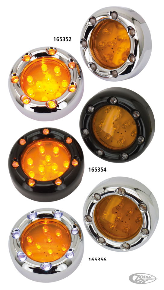 GZP Chr Duo led amber lens deuce light For Harley-Davidson