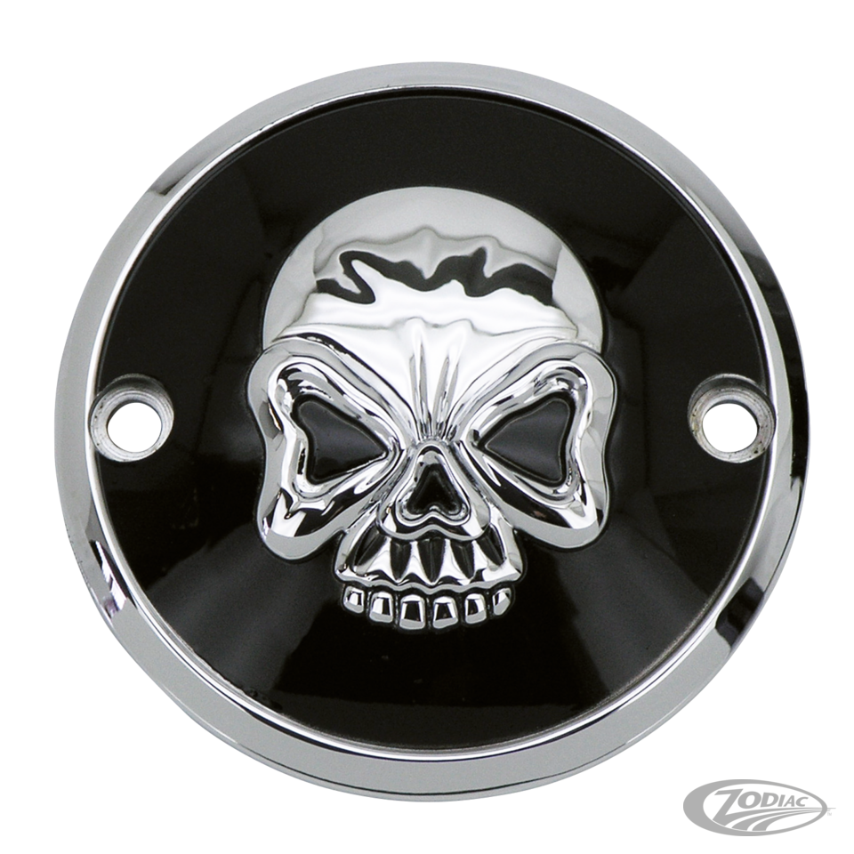 GZP Skull blck/chrome points cover horiz For Harley-Davidson