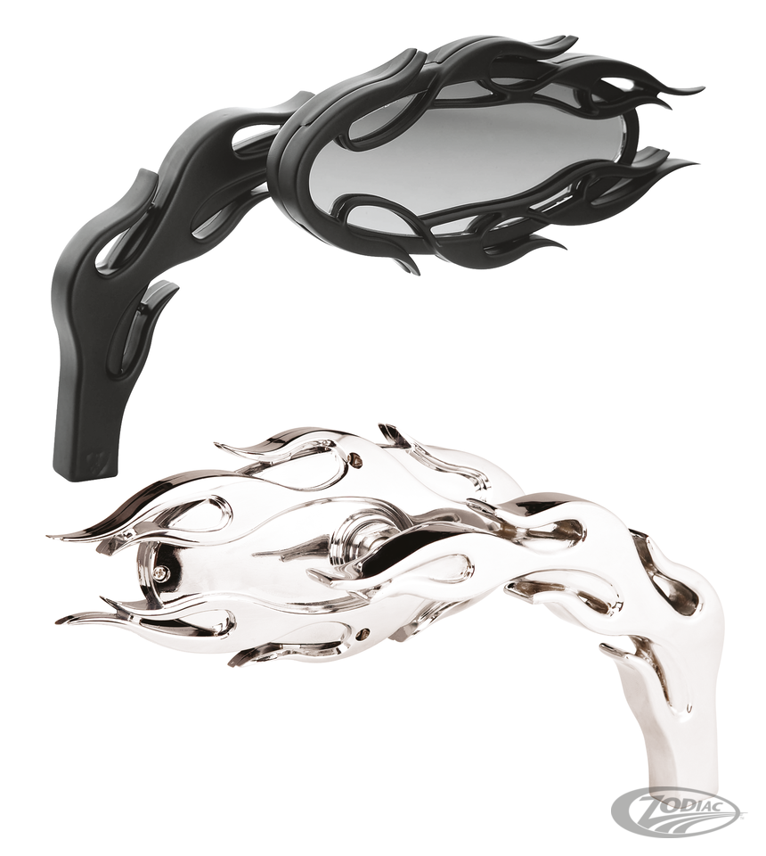 ALT. FLAMED MIRROR, LEFT For Harley-Davidson