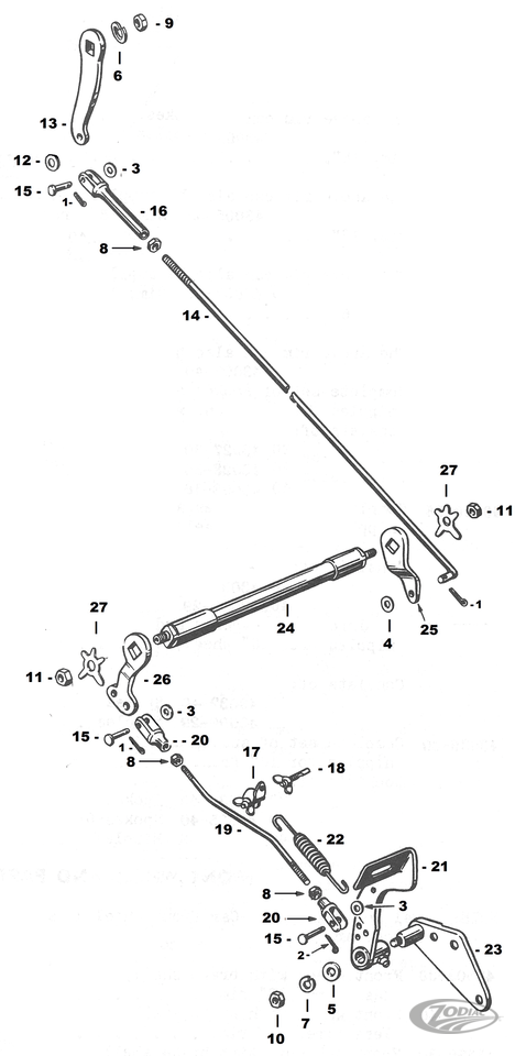 Mechanical brake kit chrome BT36-57 For Harley-Davidson