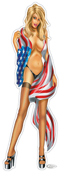 USA flag babe decal 2.75"x8.3" For Harley-Davidson