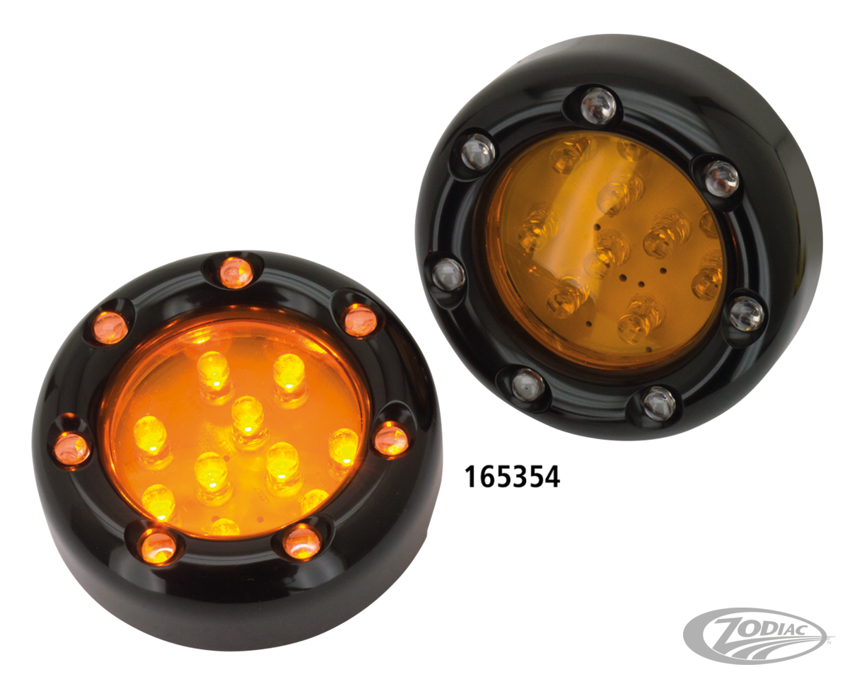 GZP Blk Duo led amber lens deuce light For Harley-Davidson