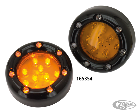 GZP Blk Duo led amber lens deuce light For Harley-Davidson