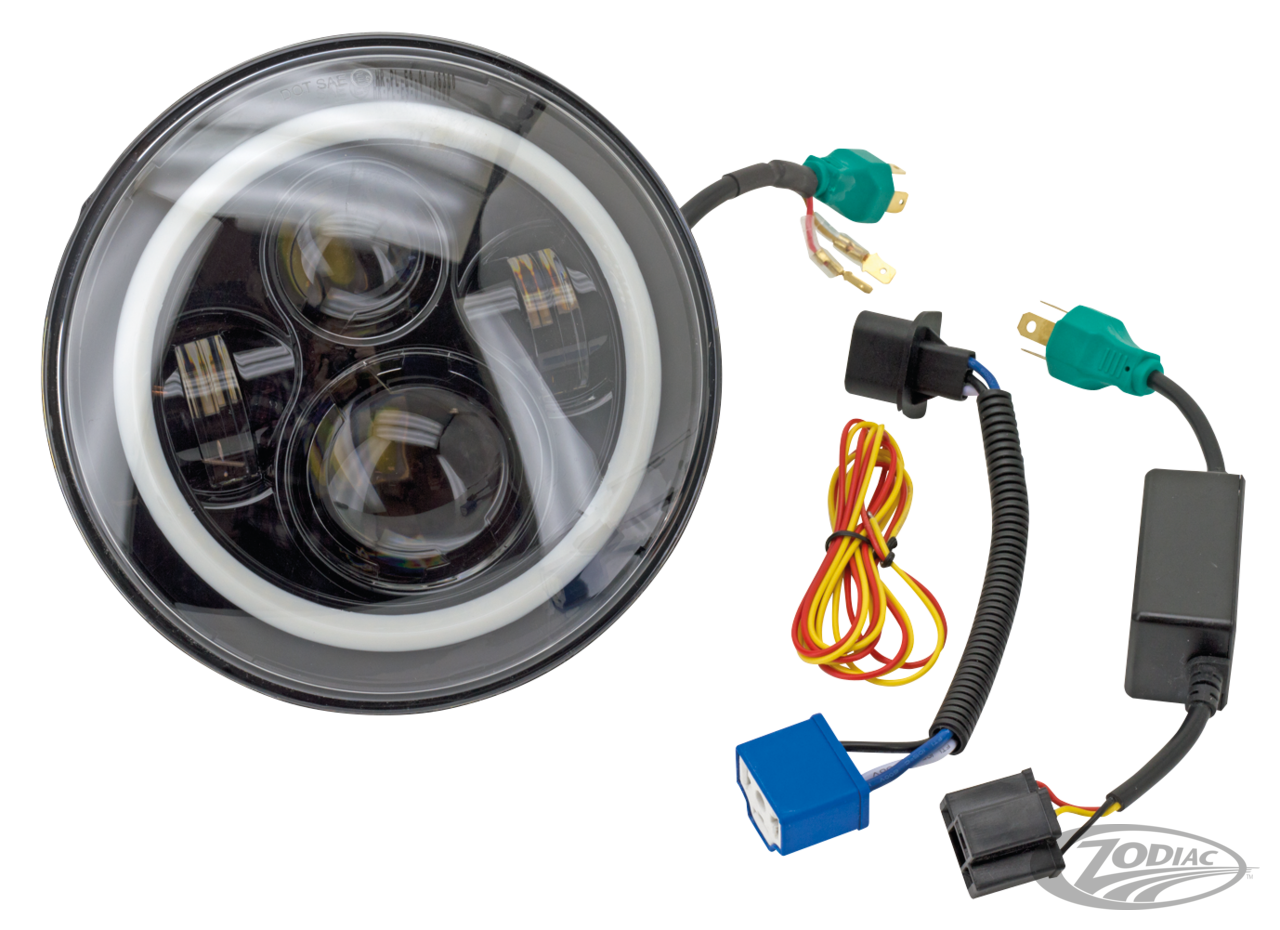 7" LED HALO Headlight unit For Harley-Davidson