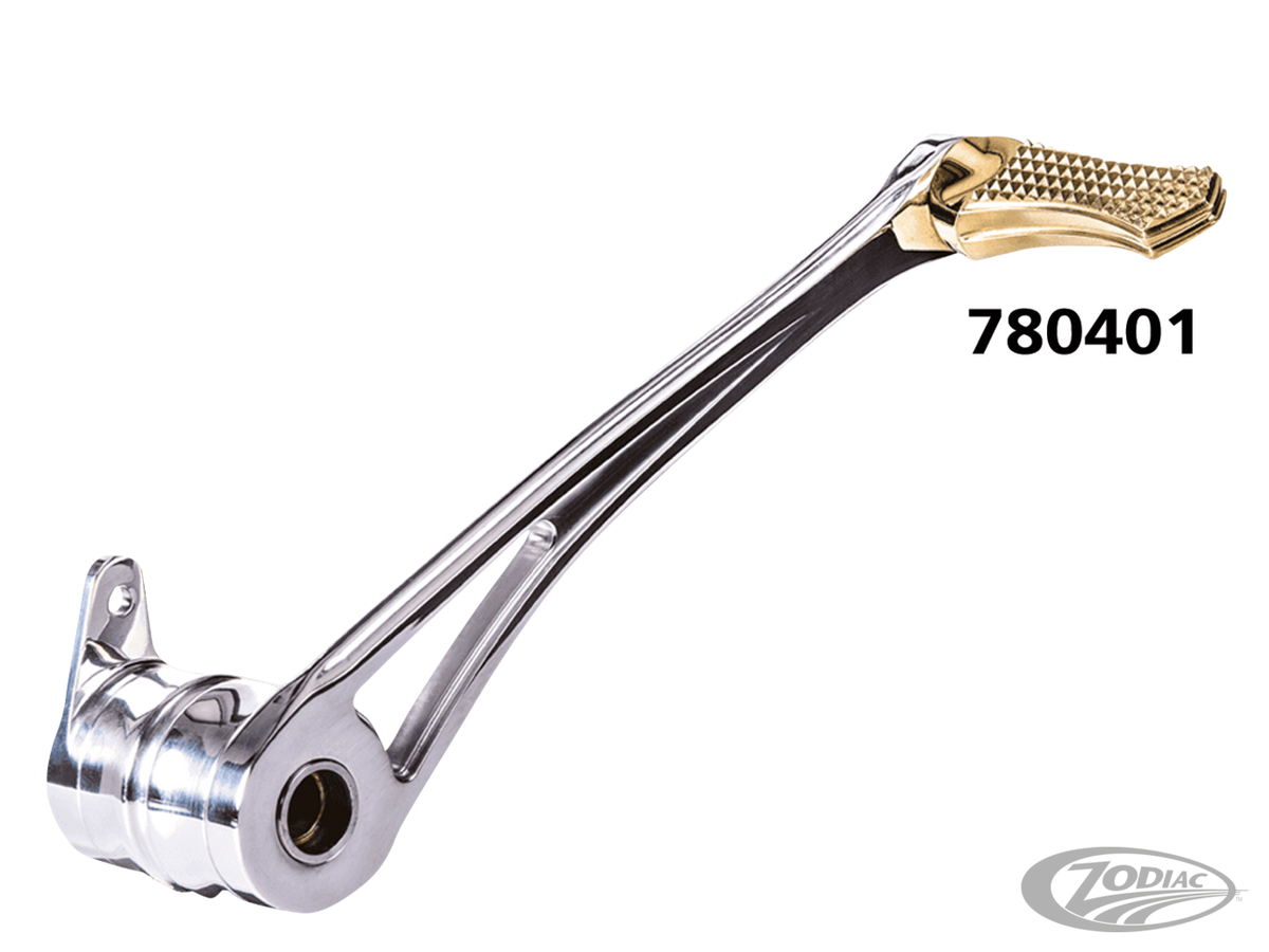DMND BRKE ARM POLISH+BRSS PEG FLH/T14-UP For Harley-Davidson