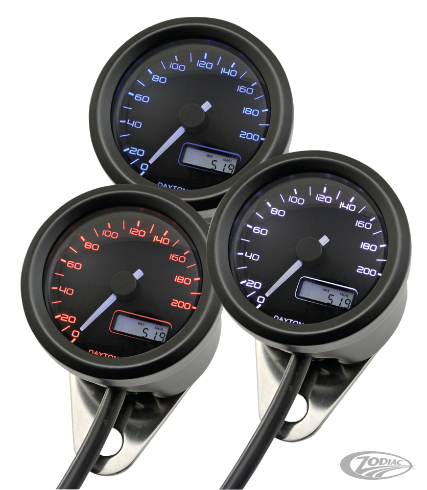 Velona 48mm 200kmh 3 colour speedo blk For Harley-Davidson