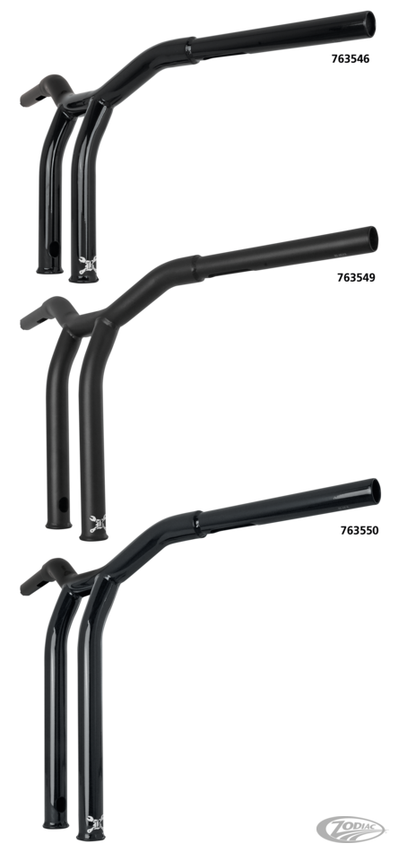 DOMINATOR RAKED BAR, 12" Matt Blk For Harley-Davidson
