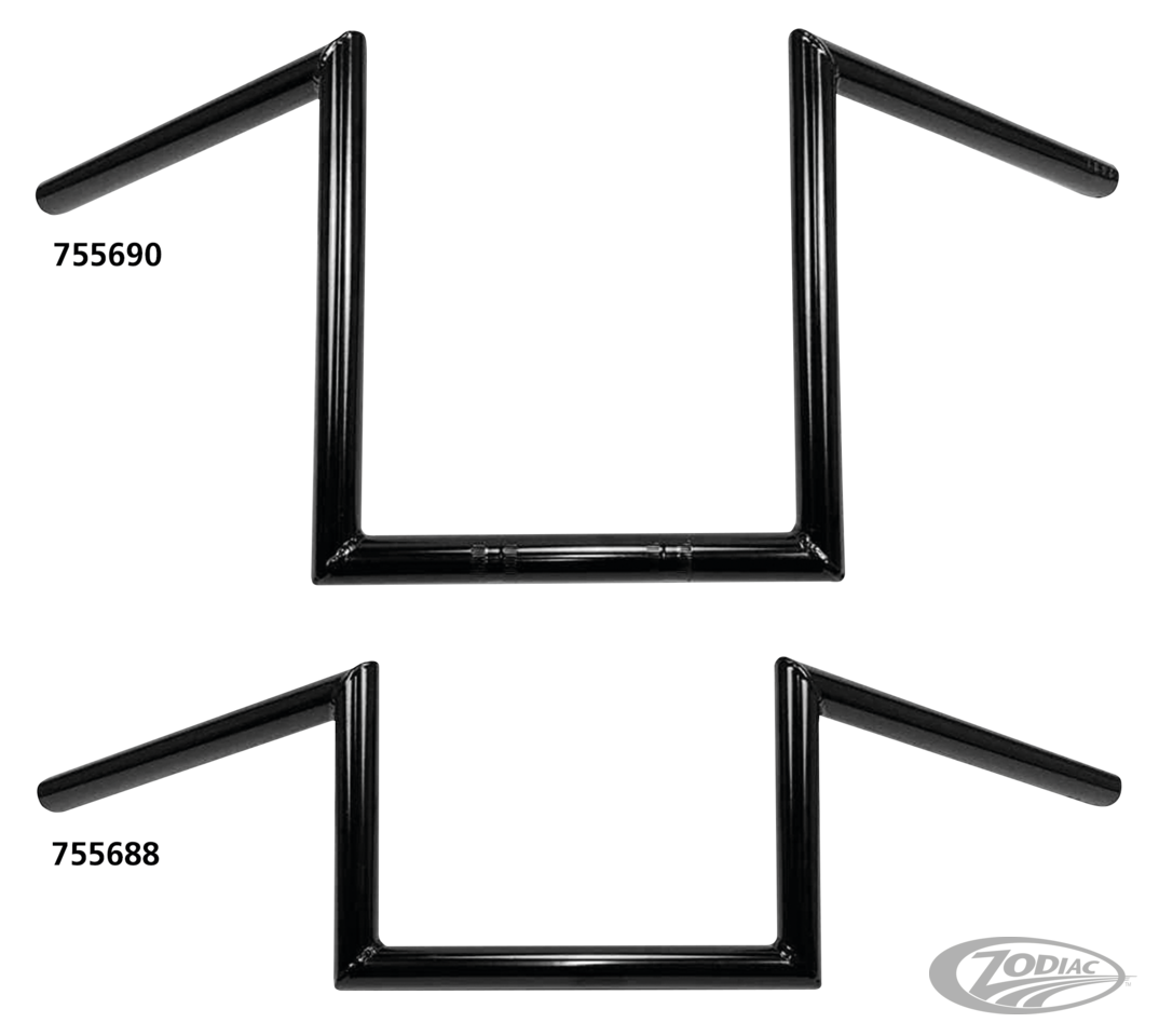 1" Handlebars Square 4" BLK dimple For Harley-Davidson