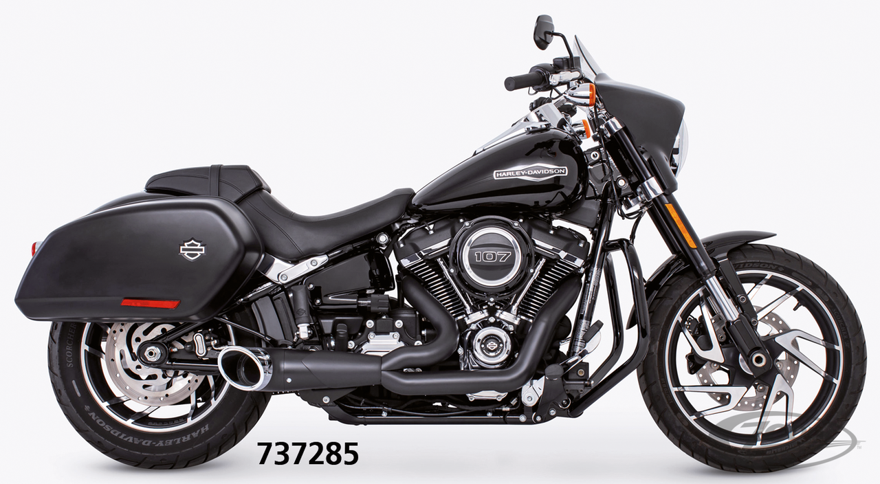 2-1 TURNOUT ST18-up Blk/Chr For Harley-Davidson