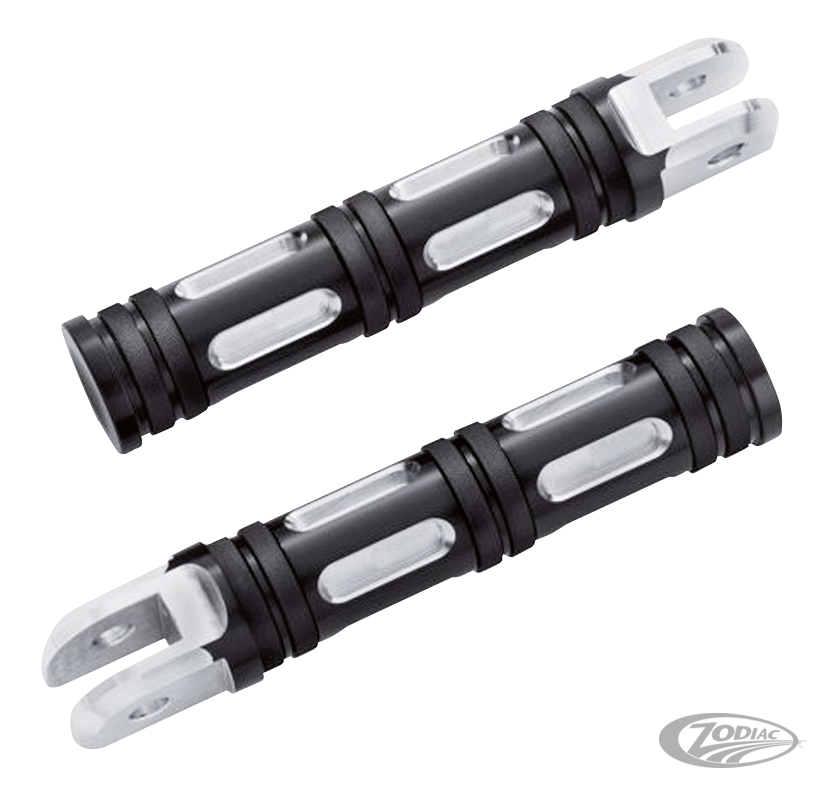 GZP Black edge cut rider footpegs For Harley-Davidson