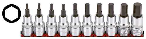 1/2" Socketbitset Hex metric 10Pc on rai For Harley-Davidson