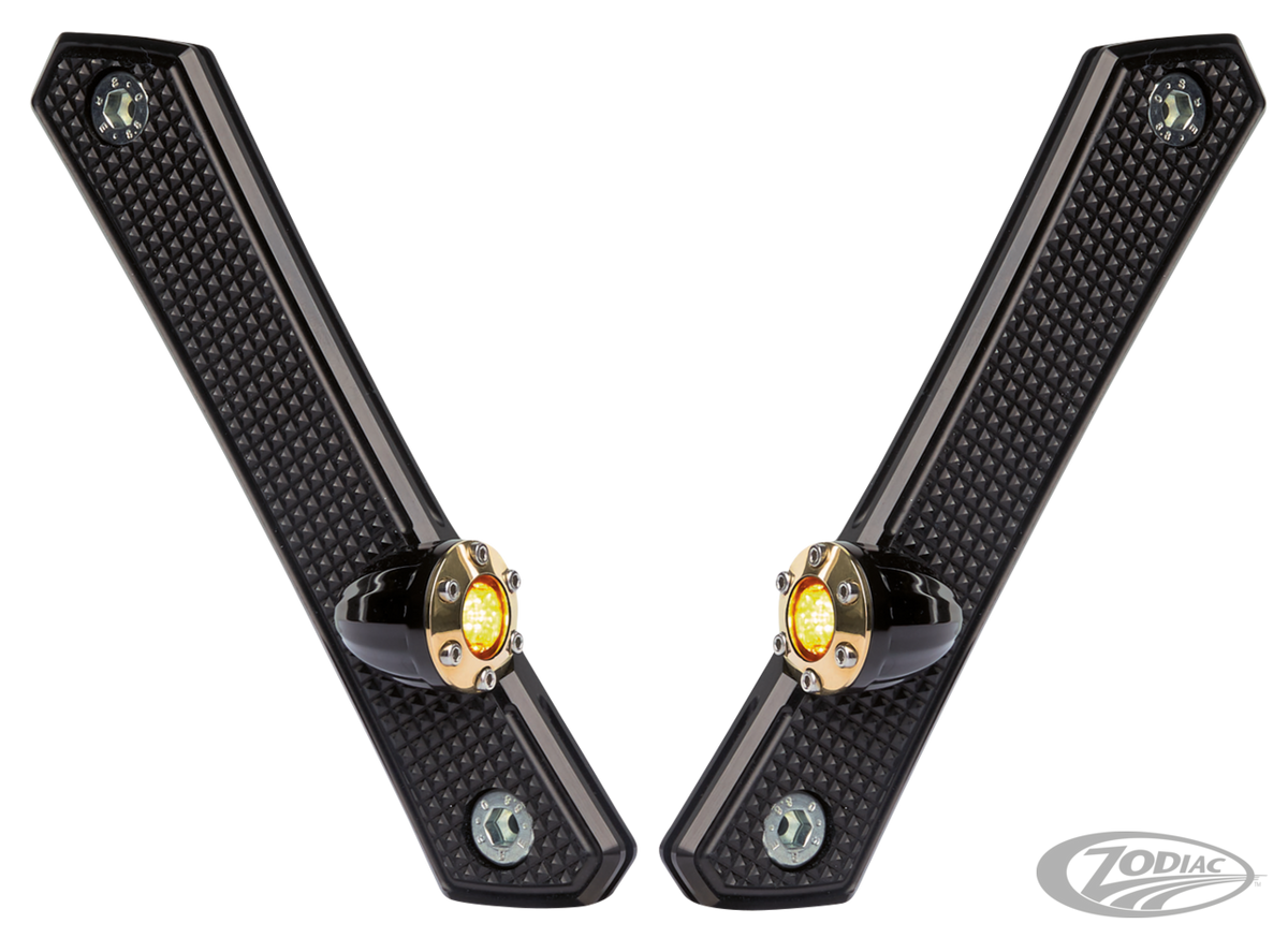 Vity's Front turnsignalkit black/brass For Harley-Davidson