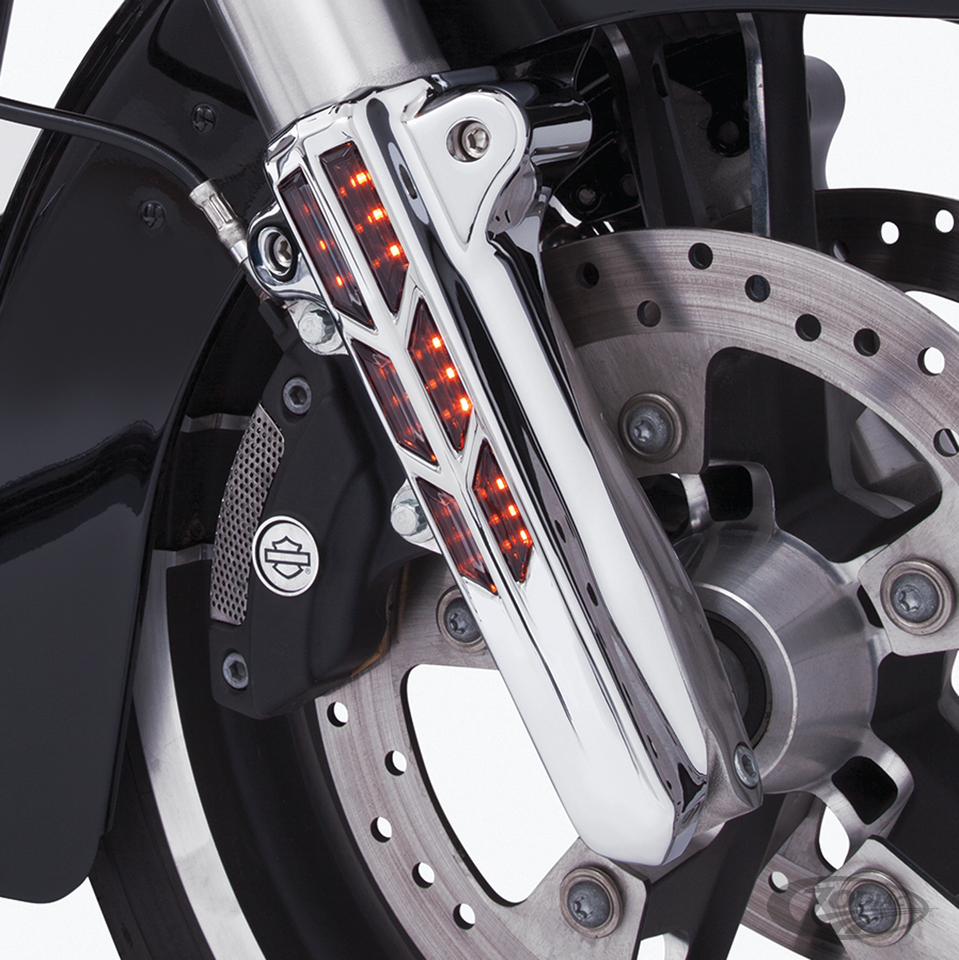 Lower Leg Cvr Chr w/AMBER LED FLH/T14-UP For Harley-Davidson