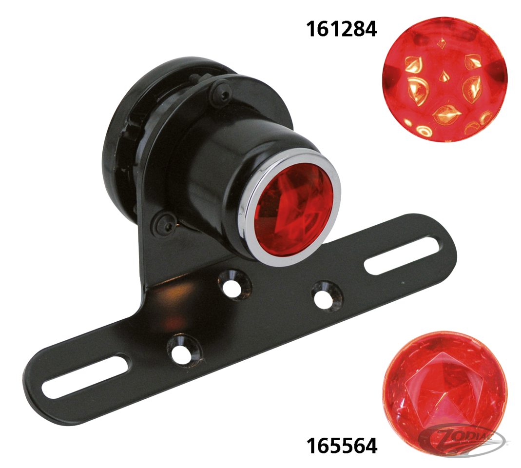 GZP Classic 1.5" black round taillight w For Harley-Davidson