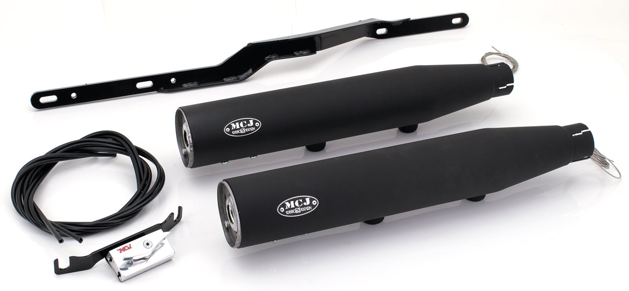 MCJ Slip-ons XL17-up Blk w/o end caps For Harley-Davidson